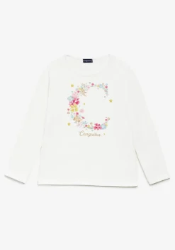 Hot Camiseta 'C' Blanco Roto Camisetas|Camisetas Manga Larga