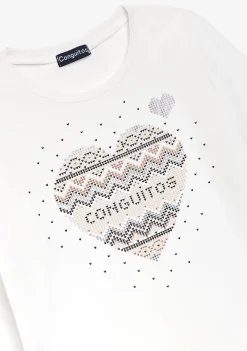 Store Camiseta Corazón Puntos Blanco Camisetas|Camisetas Manga Larga