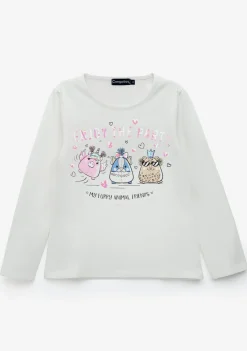Best Sale Camiseta De Niña Animal Friends Blanco Camisetas|Camisetas Manga Larga