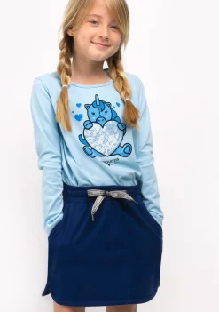 Best Camiseta De Niña Celeste Con Unicornio Camisetas|Camisetas Manga Larga