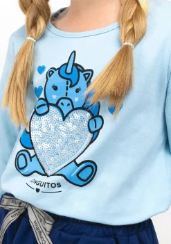 Best Camiseta De Niña Celeste Con Unicornio Camisetas|Camisetas Manga Larga