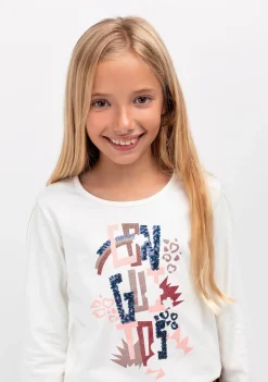 Flash Sale Camiseta De Niña Blanco Camisetas|Camisetas Manga Larga