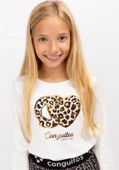 Sale Camiseta De Niña Leopardo Blanco Camisetas|Camisetas Manga Larga
