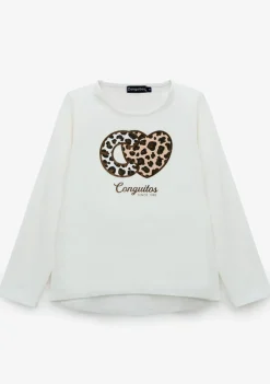 Sale Camiseta De Niña Leopardo Blanco Camisetas|Camisetas Manga Larga