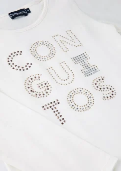Online Camiseta De Niña Strass Blanco Camisetas|Camisetas Manga Larga