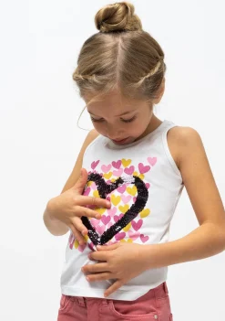Online Camiseta De Niña Corazones Blanca Camisetas