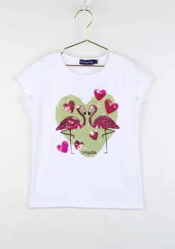 Fashion Camiseta De Niña Flamenco Lentejuelas Camisetas