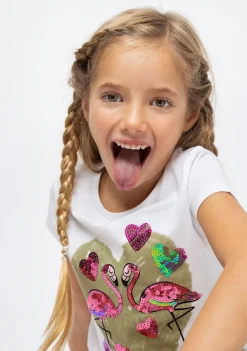 Fashion Camiseta De Niña Flamenco Lentejuelas Camisetas