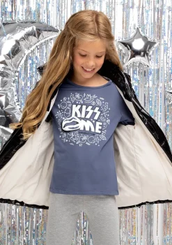Best Sale Camiseta De Niña Kiss Gris Antracita Camisetas|Camisetas Manga Larga