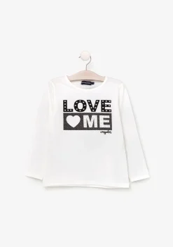 Store Camiseta De Niña Love Me Blanco Con Luz Camisetas|Camisetas Manga Larga