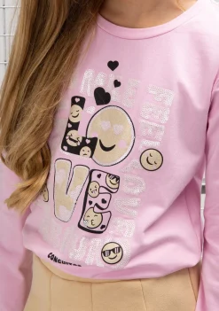 Best Camiseta De Niña LOVE Rosa Camisetas|Camisetas Manga Larga