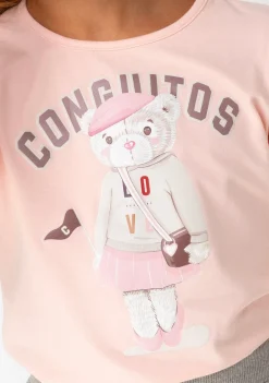 Sale Camiseta De Niña Osito University Rosa Camisetas|Camisetas Manga Larga