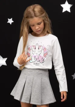 Outlet Camiseta De Niña Unicornios Blanco Camisetas|Camisetas Manga Larga