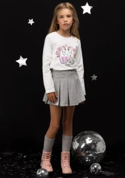 Outlet Camiseta De Niña Unicornios Blanco Camisetas|Camisetas Manga Larga