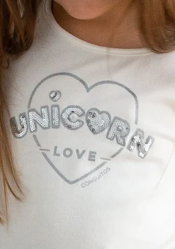New Camiseta De Niña Unicorn Love Blanca Camisetas|Camisetas Manga Larga