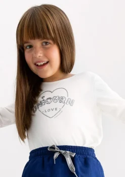 New Camiseta De Niña Unicorn Love Blanca Camisetas|Camisetas Manga Larga