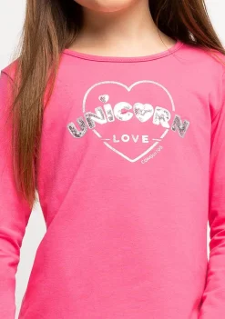Best Camiseta De Niña Unicorn Love Fucsia Camisetas|Camisetas Manga Larga