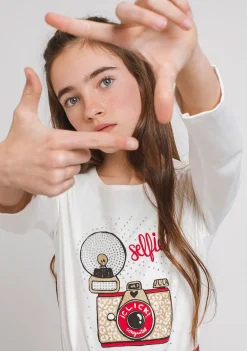 Fashion Camiseta Niña Algodón Cámara Camisetas|Camisetas Manga Larga