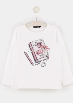 Clearance Camiseta Niña Blanca Diario Camisetas|Camisetas Manga Larga