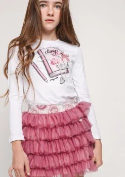 Clearance Camiseta Niña Blanca Diario Camisetas|Camisetas Manga Larga