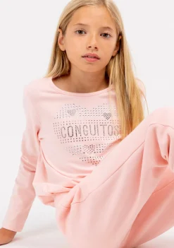 Shop Camiseta Niña Corazón Strass Rosa Camisetas|Camisetas Manga Larga