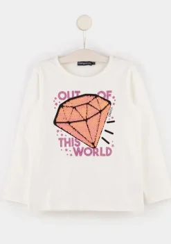 Online Camiseta Niña Diamante Lentejuelas Reversibles Camisetas|Camisetas Manga Larga