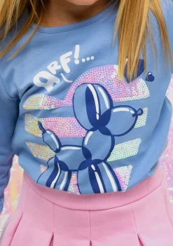 Outlet Camiseta Niña Dog Balloon Azul Camisetas|Camisetas Manga Larga