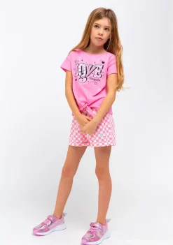 Hot Camiseta Niña Estampado Anudado Love Rosa Camisetas