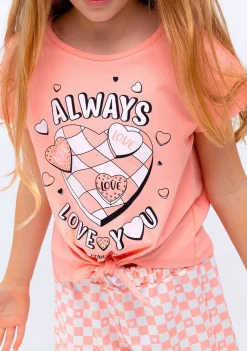 Shop Camiseta Niña Estampado Anudado Naranja Camisetas