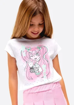 Outlet Camiseta Niña Estampado Manga Blanca Camisetas