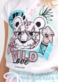Store Camiseta Niña Leopardo Glitter Blanco Camisetas
