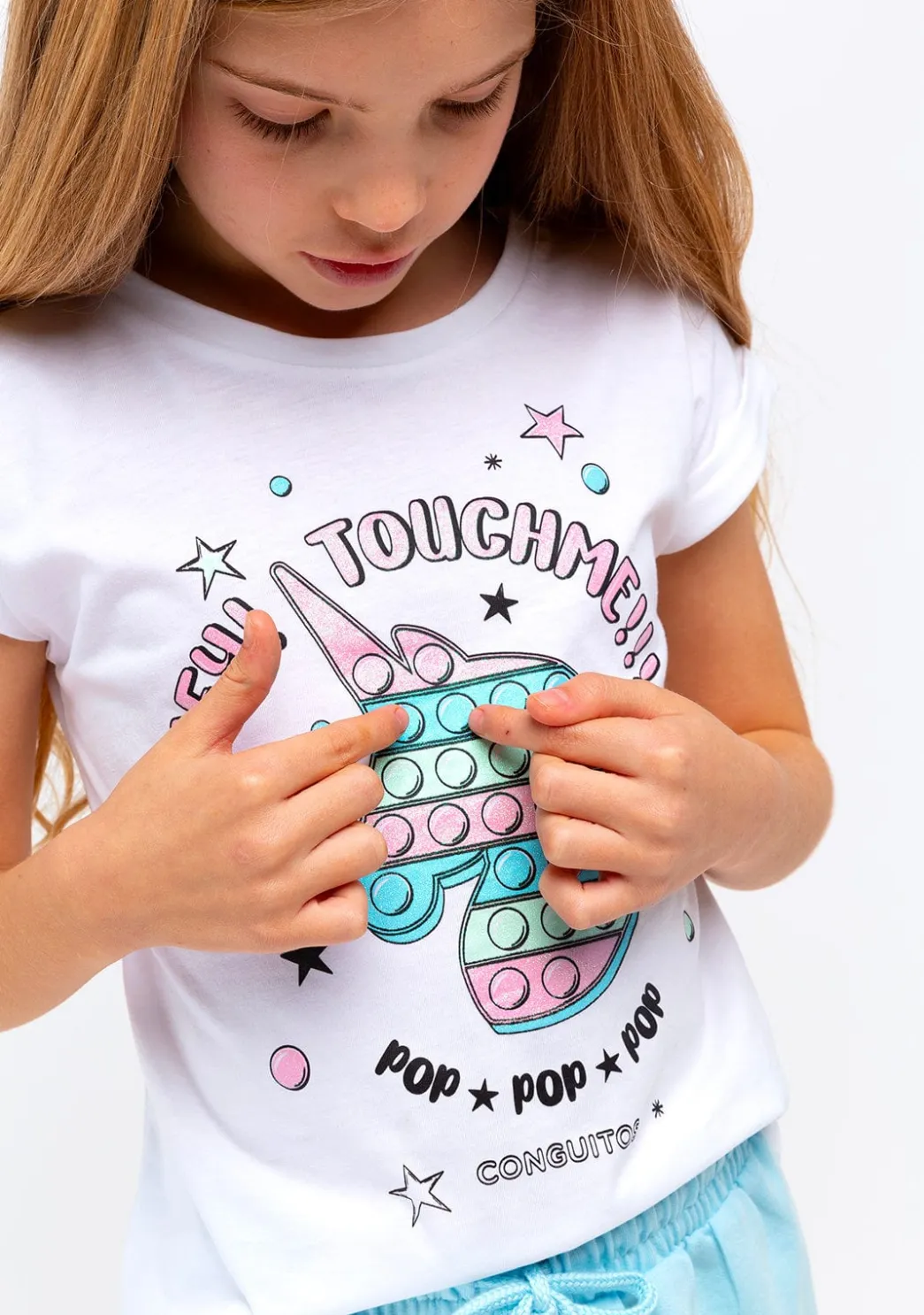 Cheap Camiseta Niña Unicornio Glitter Blanco Camisetas
