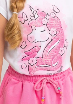 Hot Camiseta Niña Unicornio Lentejuelas Blanca Camisetas