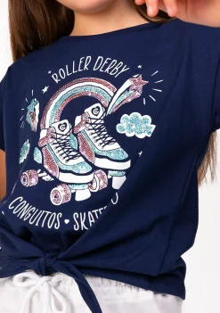 Fashion Camiseta Nudo De Niña Roller Marino Camisetas