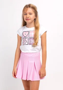 Hot Camiseta Sequinned Hearts Blanca De Niña Camisetas