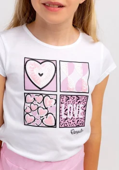 Hot Camiseta Sequinned Hearts Blanca De Niña Camisetas
