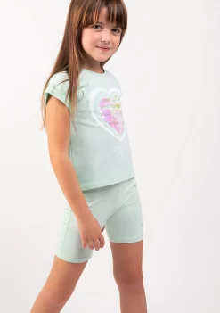 Best Conjunto De Niña Corazón Menta Shorts|Camisetas