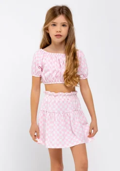Store Falda De Niña Cuadros Rosa Faldas