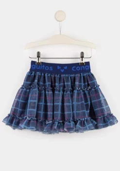 Fashion Falda De Niña Tul Cuadros Marino Faldas