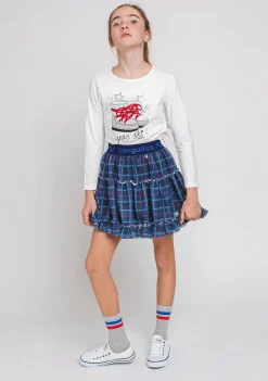 Fashion Falda De Niña Tul Cuadros Marino Faldas