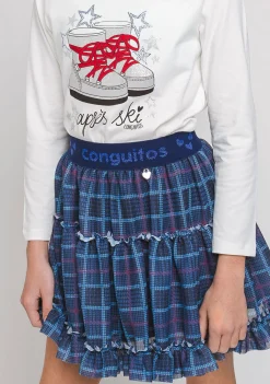 Fashion Falda De Niña Tul Cuadros Marino Faldas