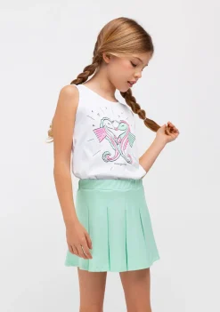 Clearance Falda Niña Plisada Menta Faldas