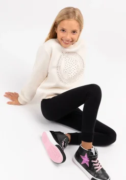Sale Joggers De Niña Jersey Negro Pantalones Y Leggins