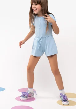 Fashion Mono De Niña Felpa Liso Celeste Vestidos De Verano|Shorts