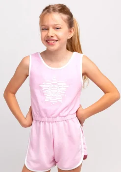 Online Mono Liso Felpa Ribete Rosa Niña Vestidos De Verano|Vestidos