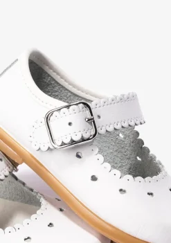 Outlet Pepitos De Bebé Hebilla Ondas Napa Blanco Bailarinas|Zapatos De Ceremonia