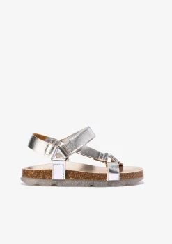 Store Sandalias De Niña Bio Metalizado Plata B&W Sandalias|Sandalias Bio