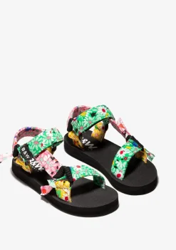 New Sandalias De Niña Flores Multicolor B&W Sandalias|Sandalias