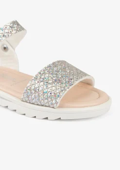 Best Sale Sandalias De Niña Glitter Multi Plata Sandalias
