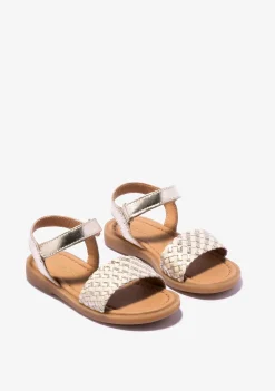 Shop Sandalias De Niña Napa Oro Beige Sandalias